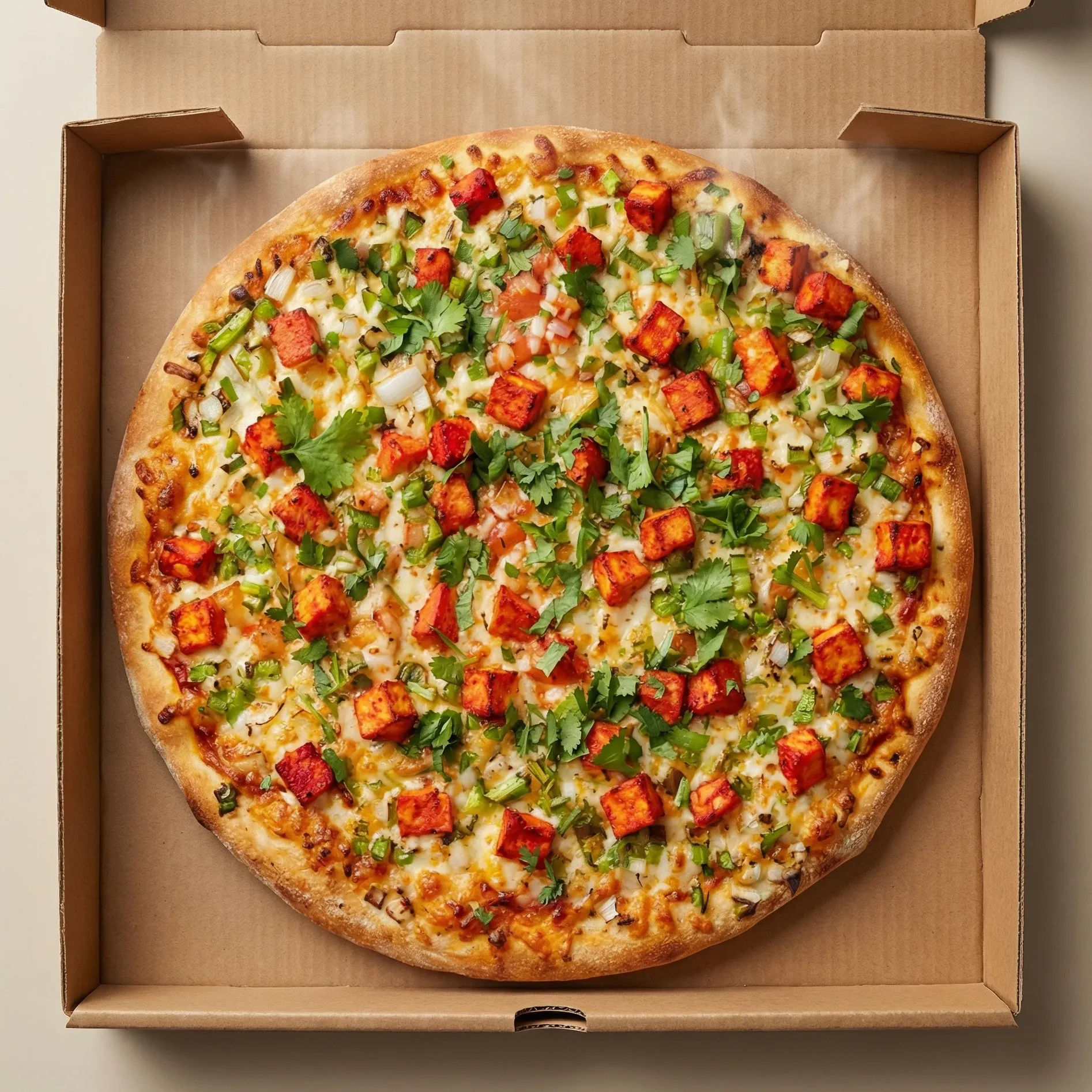 Paneer Tikka Pizza - Vegetarian Indian-style pizza at Delicious Pizza N Wings